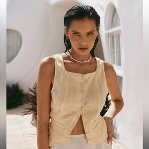 NWT VRG GRL 100% Linen Greta Vest Top, Sz. 6 AUS (XS)